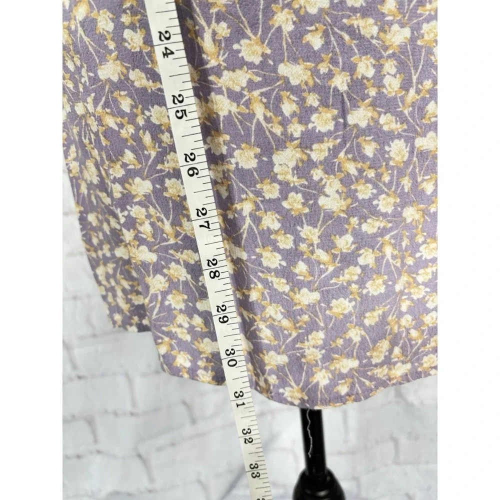 Bello Mae Cottagecore Milkmaid Dress Purple Floral Rayon Prairie Size L - Picture 10 of 12